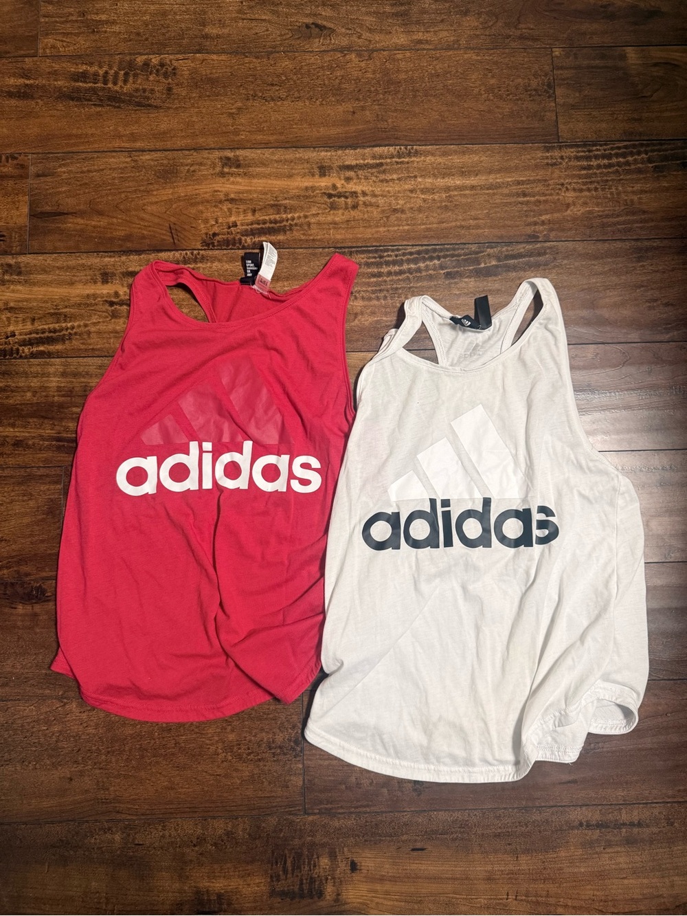 adidas red and white racerback tank
